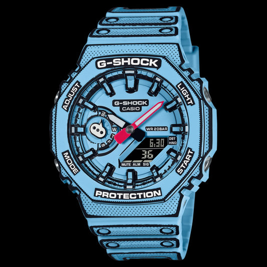Premium Sky Blue Sports Analog-Digital Watch with Designer Dial & Resin Strap