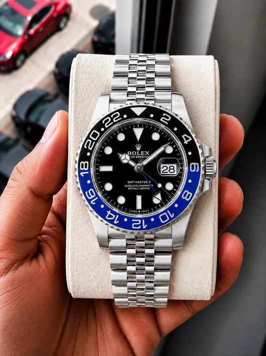 Rolex GMT-Master II Men's Automatic Stainless Steel Watch with Black & Blue Ceramic Bezel (Jubilee Bracelet)