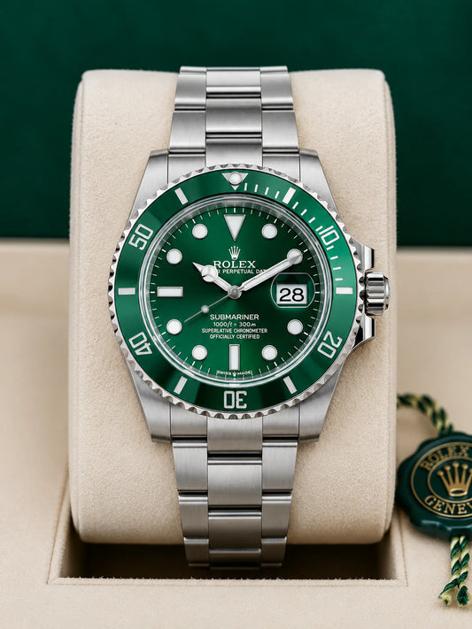 Rolex Submariner Men's Automatic Stainless Steel Watch with Green Dial & Green Ceramic Bezel (Oyster Bracelet)