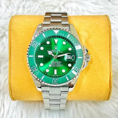 Rolex Submariner Men's Automatic Stainless Steel Watch with Green Dial & Green Ceramic Bezel (Oyster Bracelet)