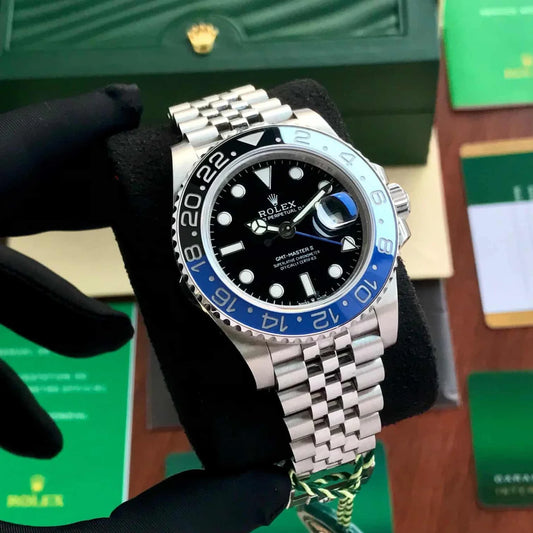 Rolex GMT-Master II Men's Automatic Stainless Steel Watch with Black & Blue Ceramic Bezel (Jubilee Bracelet)