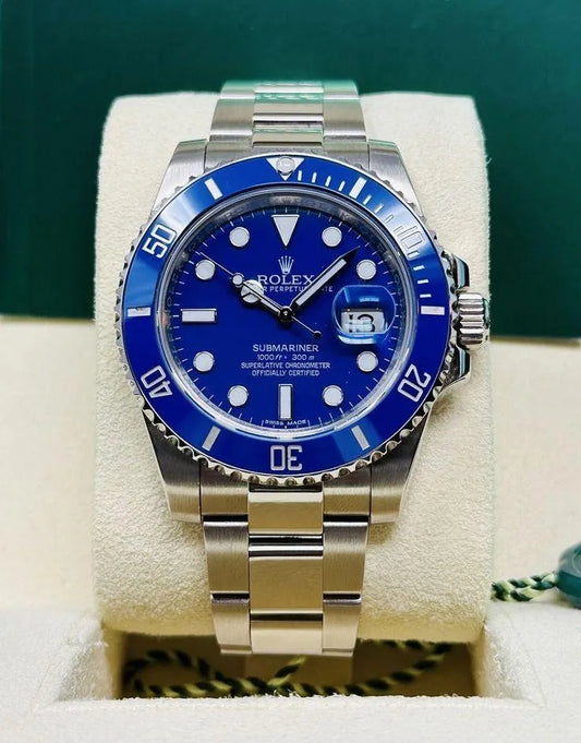Rolex Submariner Men's Automatic Blue Stainless Steel Watch with Bule Dial & Ceramic Bezel (Oyster Bracelet)