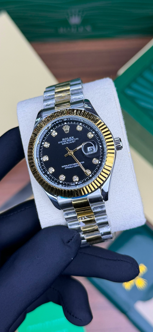 LUXURY ROLEX DATE JUST SELIVER &GOLD ￼ EDITION  TWO  TONE  DIAMOND  WATCH