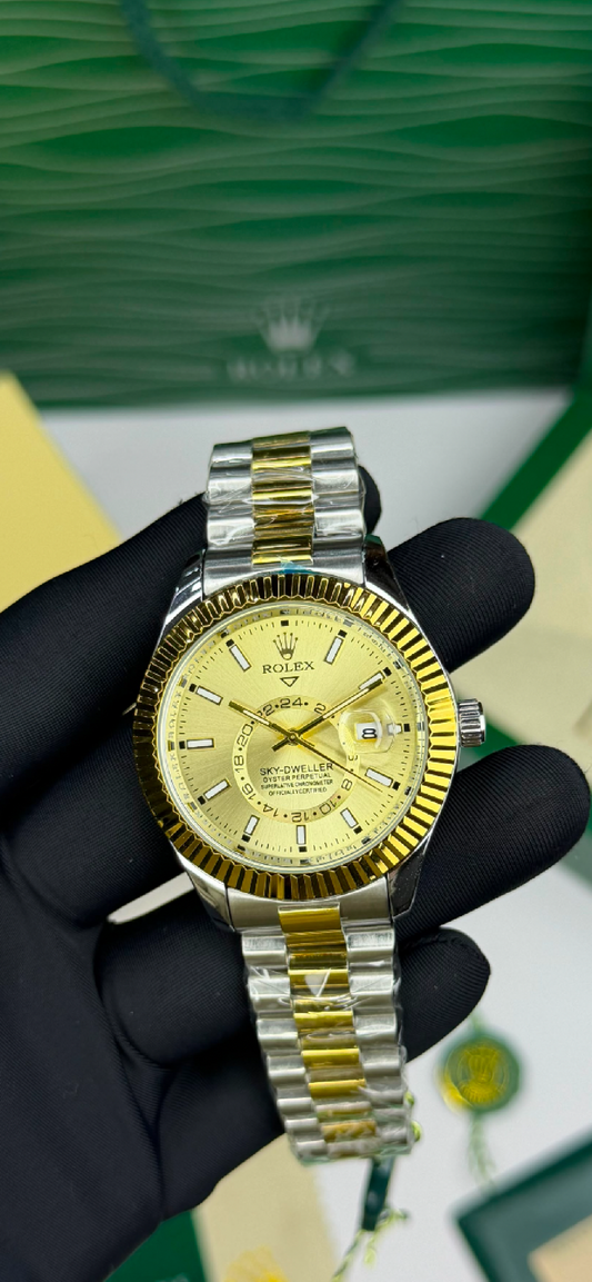 *LUXUEY ROLEX SKY-DWELLER.   GOLD   TWO TONE EDITION DIAMOND  WATCH*