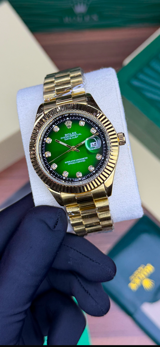 LUXURY ROLEX DATE JUST BULE  &GOLD  EDITION  DIAMOND  WATCH