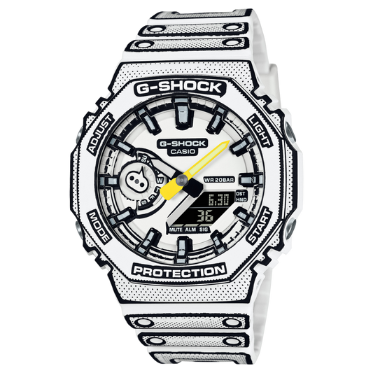 Premium White Sports Analog-Digital Watch with Designer Dial & Resin Strap