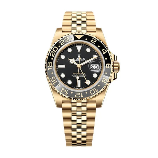 Rolex GMT-Master II Men's Automatic Gold Watch with Black Dial & Black-Gold Ceramic Bezel (Jubilee Bracelet)