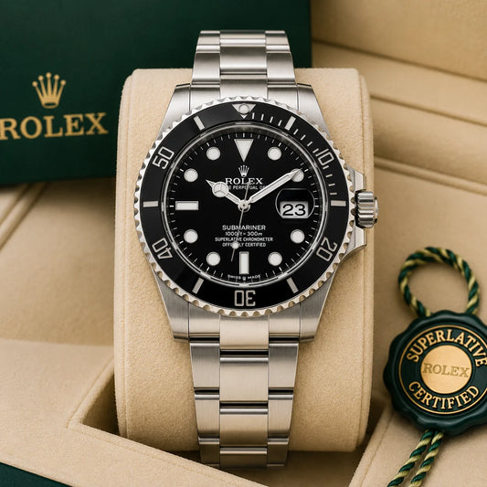 Rolex Submariner Men's Automatic Stainless Steel Watch with Black Dial & Black Ceramic Bezel (Oyster Bracelet)