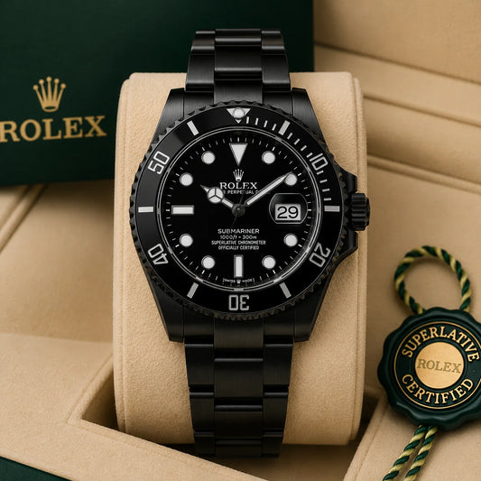 Rolex Submariner Men's Automatic Black Stainless Steel Watch with Black Dial & Ceramic Bezel (Oyster Bracelet)