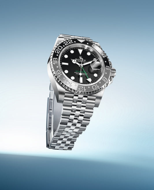 Rolex GMT-Master II Men's Automatic Stainless Steel Watch with Black Dial & Grey-Black Ceramic Bezel (Jubilee Bracelet)