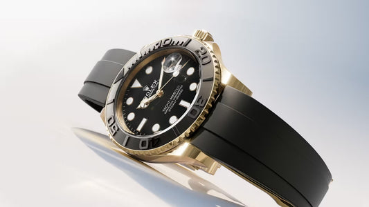 Luxury Black DiverAutomatic Watch with Gold-Tone Bezel & Rubber Strap