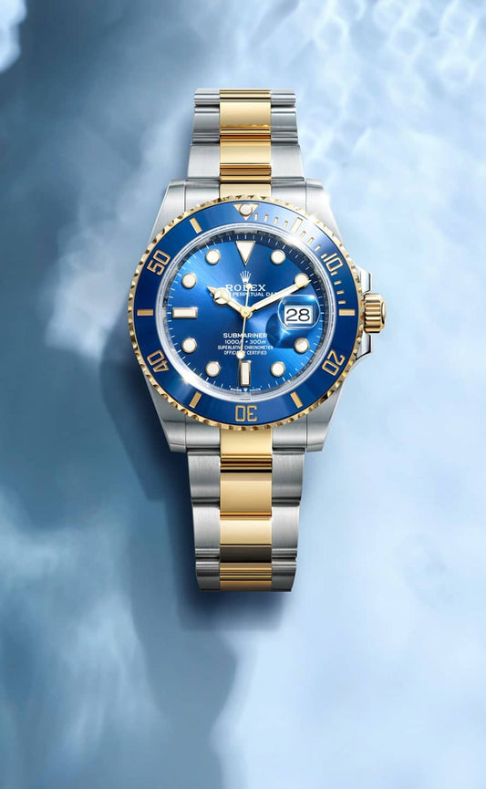 LUXER ROLEX SUBMARINE GOLD ￼ ￼￼ BLUE  ￼ TWO TONE EDITION WATCH