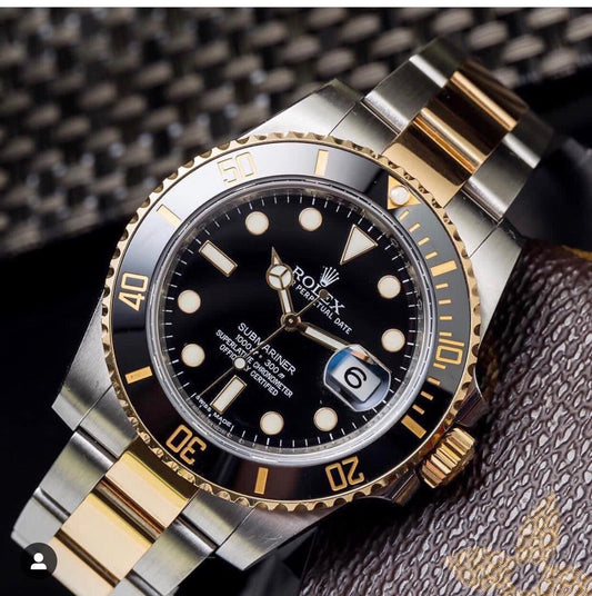 LUXER ROLEX SUBMARINE GOLD BLCK    TWO TONE EDITION  WATCH