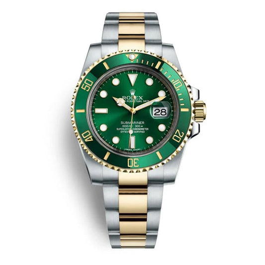 LUXER ROLEX SUBMARINE GOLD   GREEN TWO TONE EDITION  WATCH