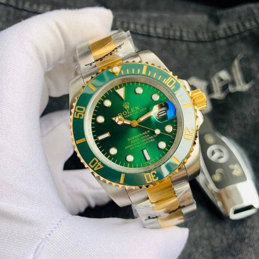 LUXER ROLEX SUBMARINE GOLD   GREEN TWO TONE EDITION  WATCH
