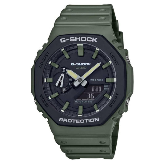 Premium Olive Green Sports Analog-Digital Watch with Designer Dial & Resin Strap