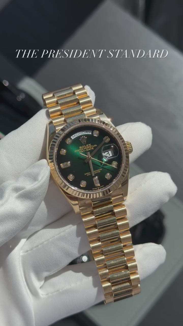 LUXER ROLEX DAY DATE GOLD GREEN DIMOND EDITION  WATCH