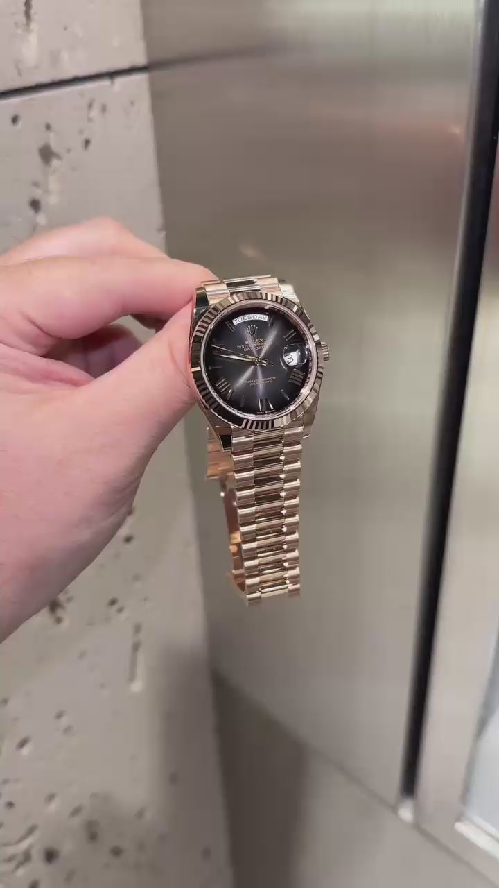 LUXER ROLEX DAY DATE ROSE GOLD BLCK DIMOND EDITION